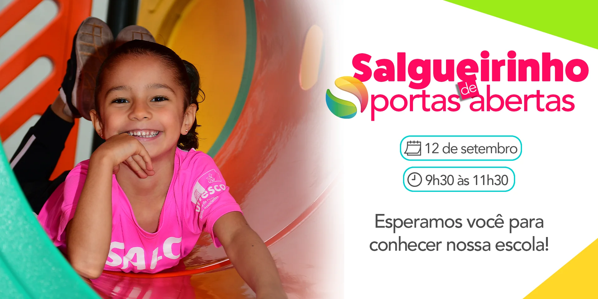 Banner do evento Salgueirinho de Portas Abertas no Colégio Salgueiro